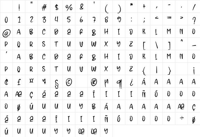 Winter Bonfire Regular Character Map