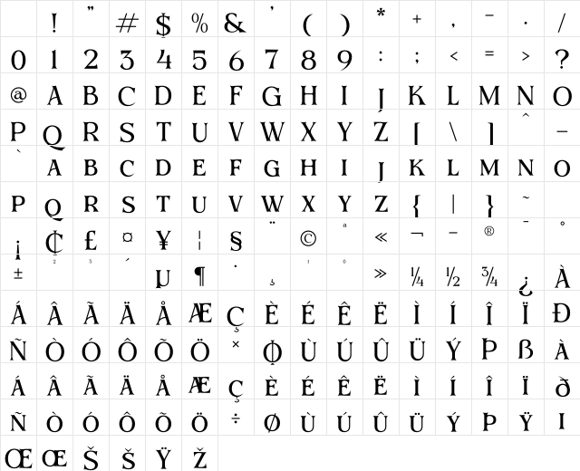 BEQINER Regular Character Map BEQINER Regular Character Map