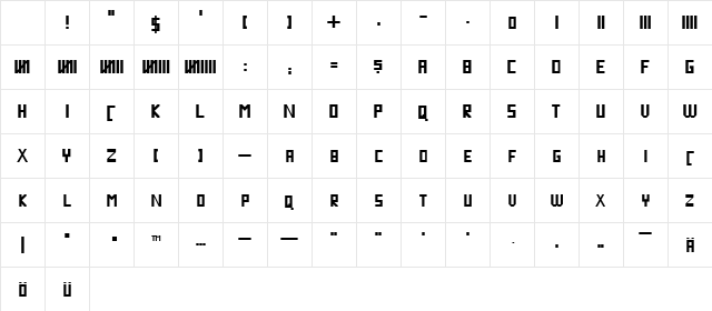Blockline Regular Character Map Blockline Regular Character Map