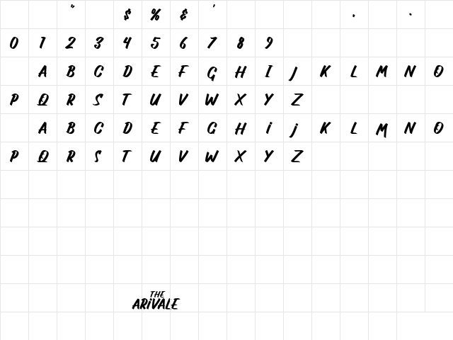 The Arivale Demo Regular Character Map The Arivale Demo Regular Character Map