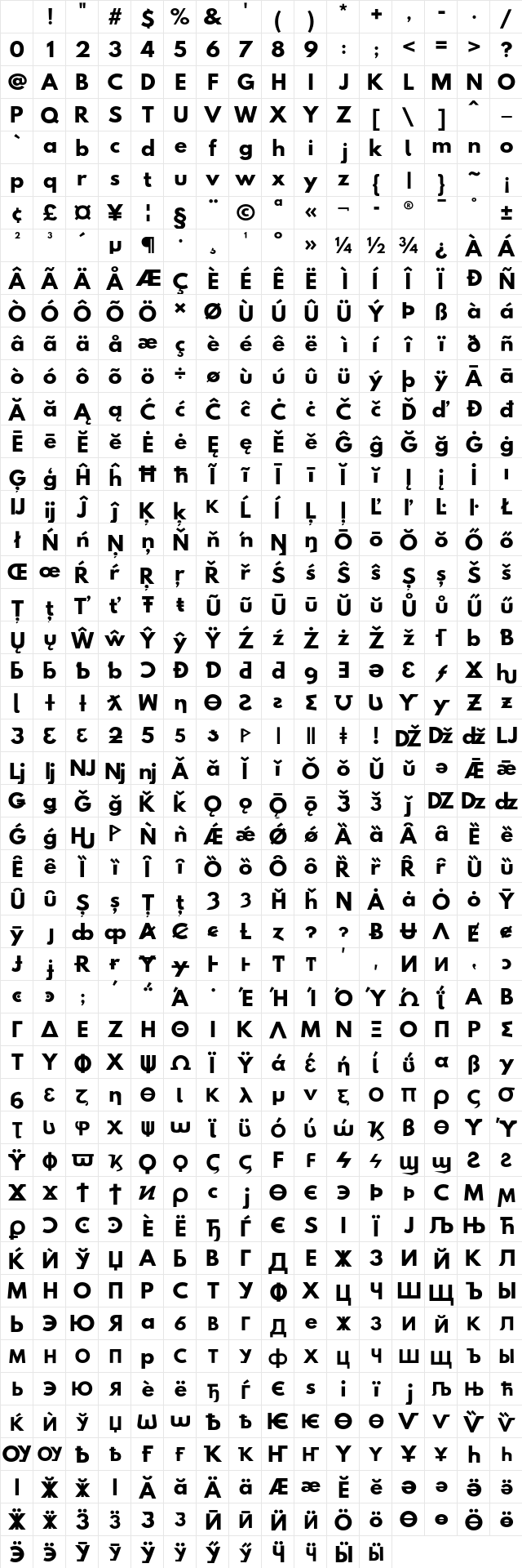 Hussar BdExt Character Map Hussar BdExt Character Map