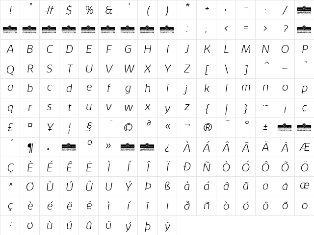 Kabrio ExtraLight Italic Character Map Kabrio ExtraLight Italic Character Map