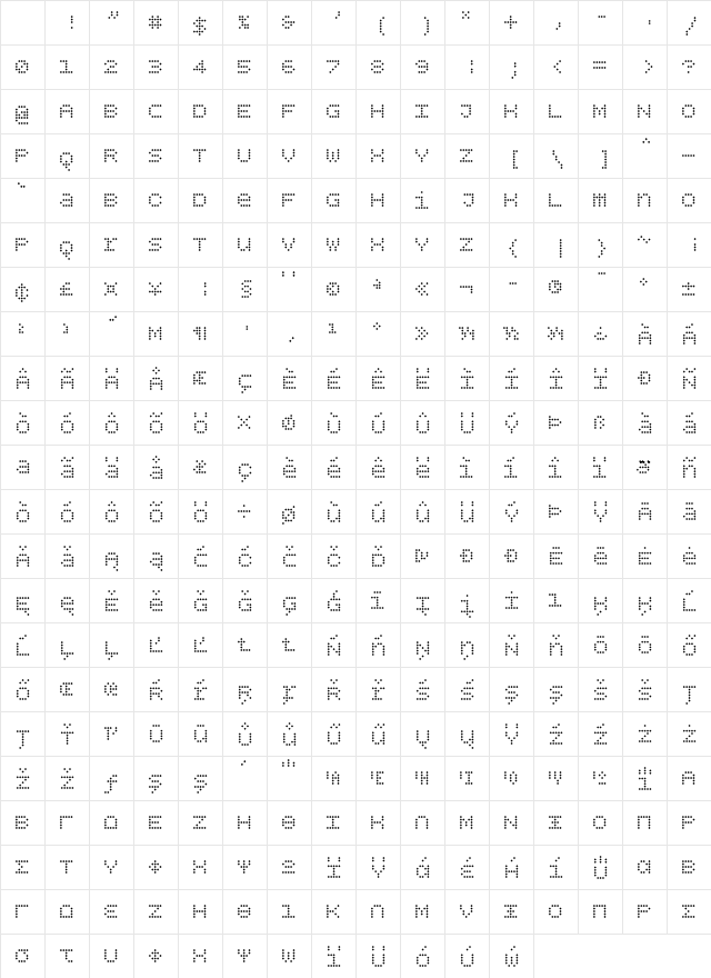 BPdotsUnicaseDiamond Regular Character Map BPdotsUnicaseDiamond Regular Character Map