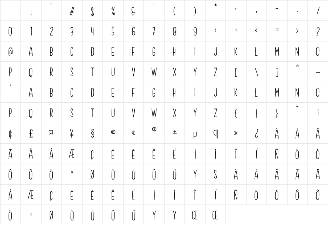 Brook Demo Regular Character Map Brook Demo Regular Character Map