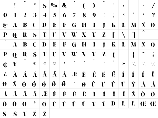 Ventus Regular Character Map Ventus Regular Character Map