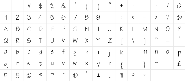 EskizTwo-Normal Regular Character Map EskizTwo-Normal Regular Character Map