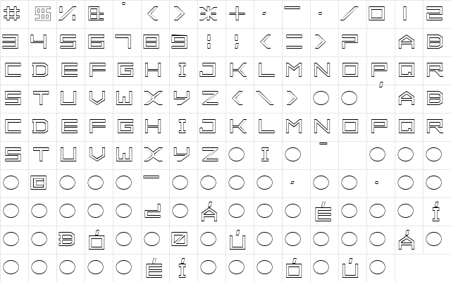ALPHA OUTLINE Character Map ALPHA OUTLINE Character Map