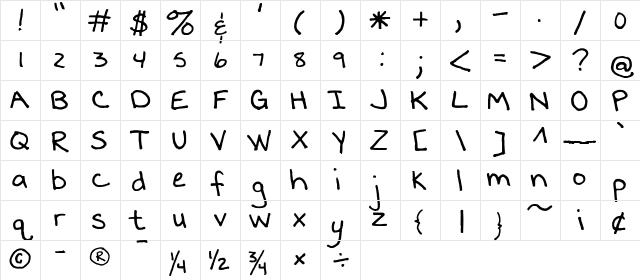 FG Kim Regular Character Map FG Kim Regular Character Map
