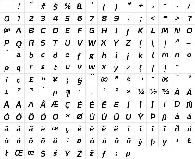 MaxDemiSerifLF-SemiBoldIta Regular Character Map