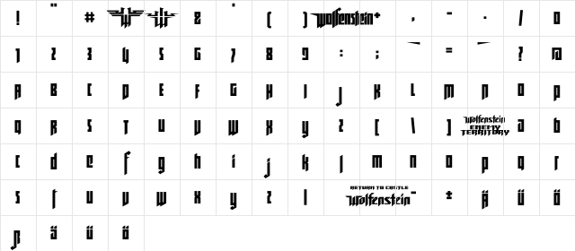 RUSWolfenstein Regular Character Map RUSWolfenstein Regular Character Map