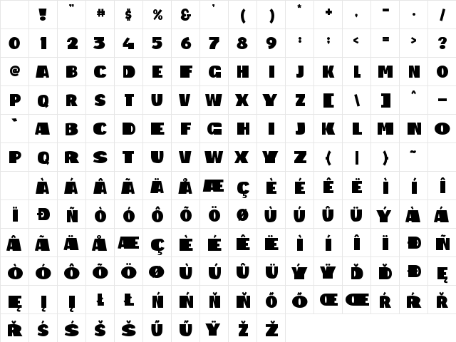 Big Shout Bob Regular Character Map Big Shout Bob Regular Character Map