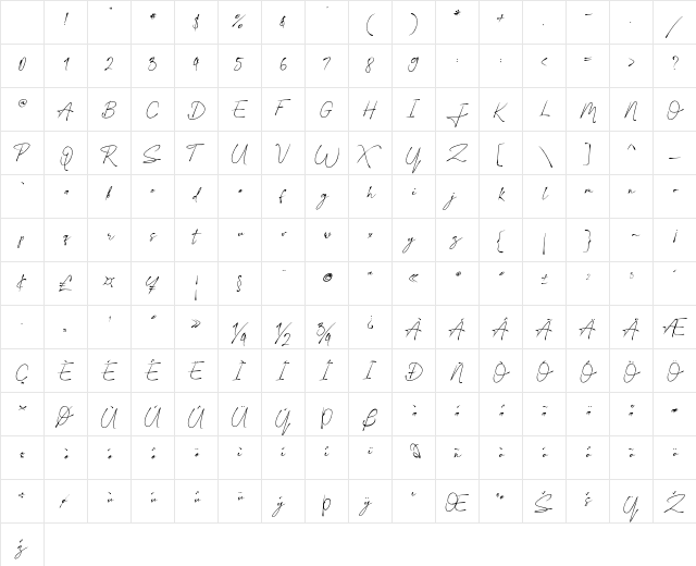 Javiersa Regular Character Map
