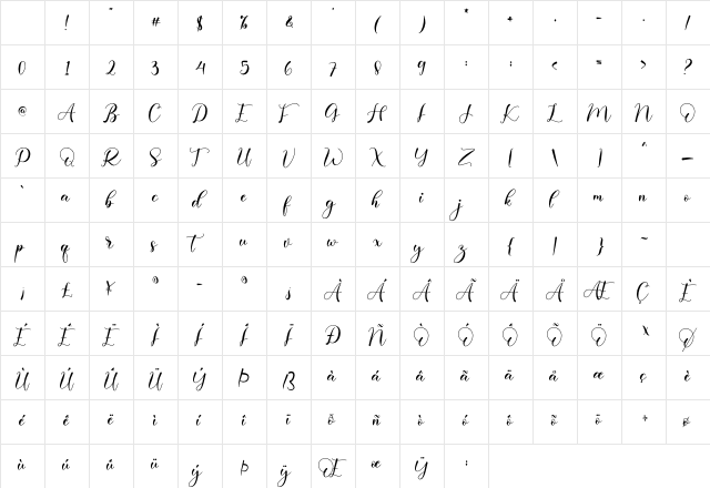 Daliska Regular Character Map