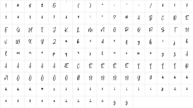 Shelva Regular Character Map Shelva Regular Character Map