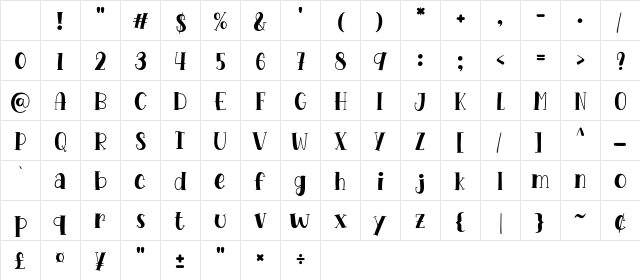 Mango Shake Regular Character Map Mango Shake Regular Character Map