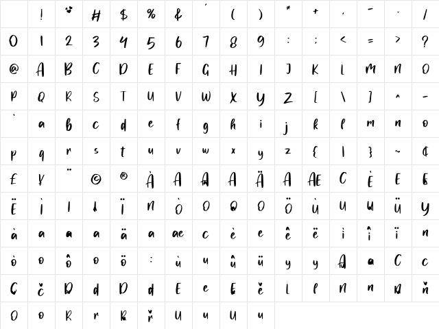 MyLove Regular Character Map