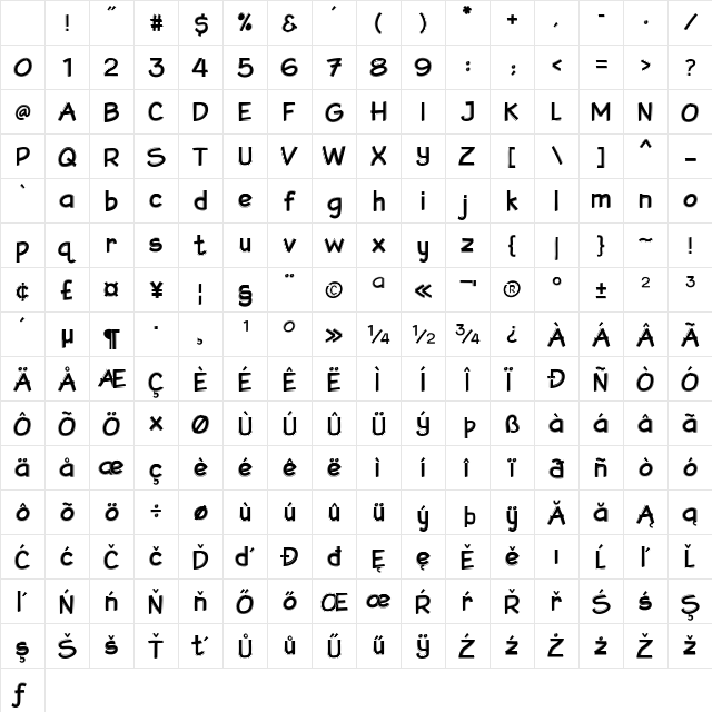 Artescratch Regular Character Map Artescratch Regular Character Map