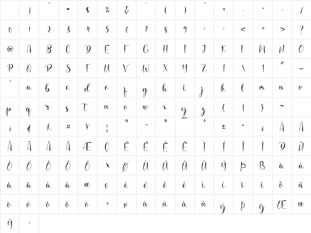 Kamiley Regular Character Map Kamiley Regular Character Map