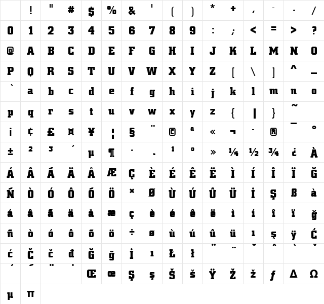 00807 Regular Character Map 00807 Regular Character Map