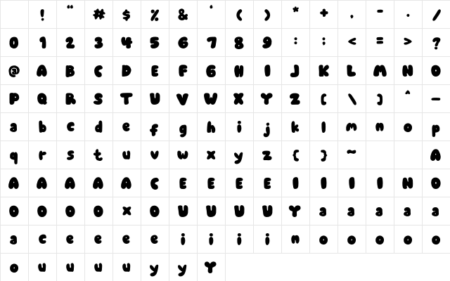 BOLA RETRO Regular Character Map
