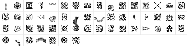 ACaslon Ornaments Regular Character Map