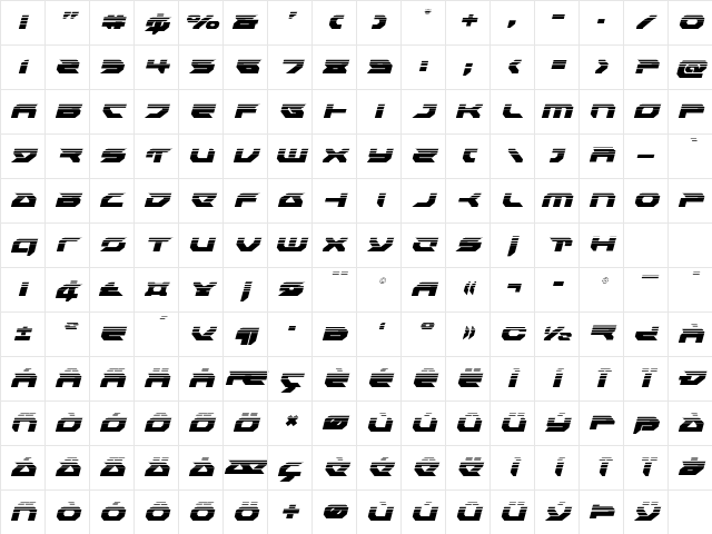 Royal Samurai Halftone Italic Italic Character Map