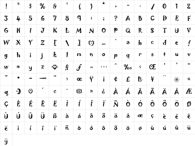 QK Zelda Regular Character Map QK Zelda Regular Character Map