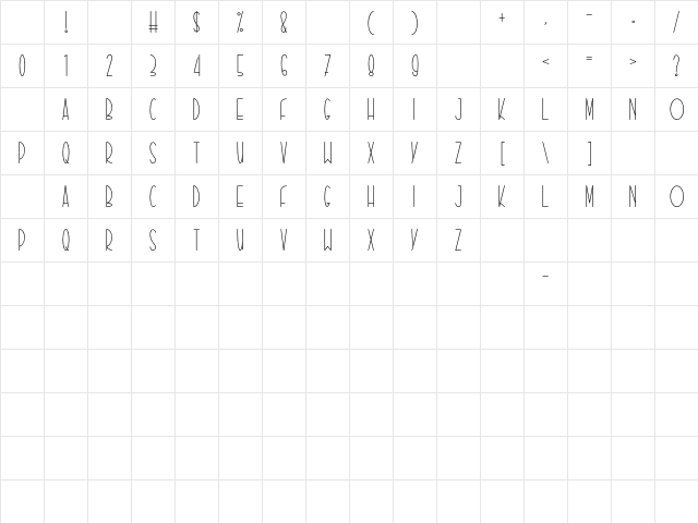 BUFFALOR Regular Character Map