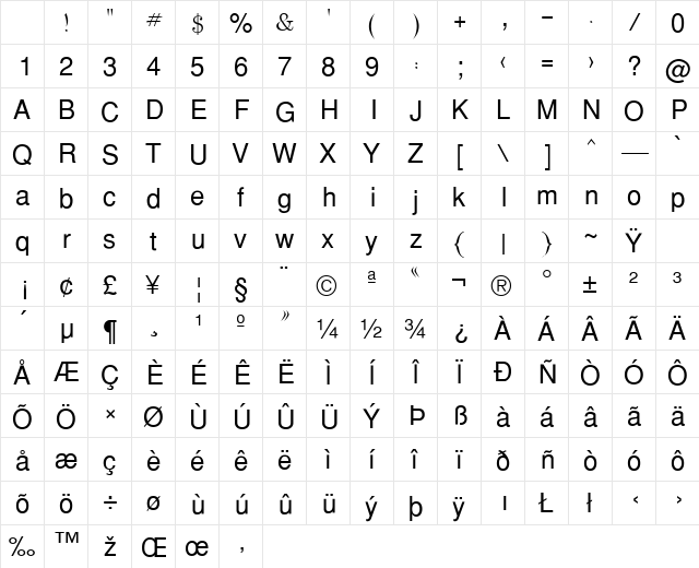 WinSoft Naskh Pro Light Character Map WinSoft Naskh Pro Light Character Map