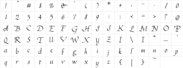 PC Italic Regular Character Map PC Italic Regular Character Map