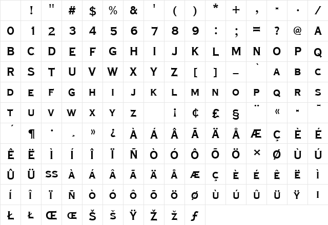 CopperplateTBolConRo1 Regular Character Map CopperplateTBolConRo1 Regular Character Map