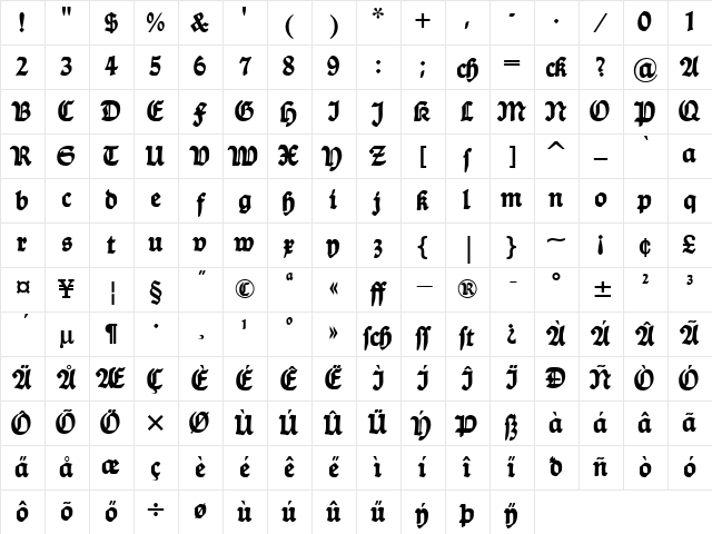 DS Ballade Regular Character Map DS Ballade Regular Character Map