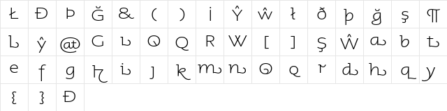 AspectAlternates Light Character Map AspectAlternates Light Character Map