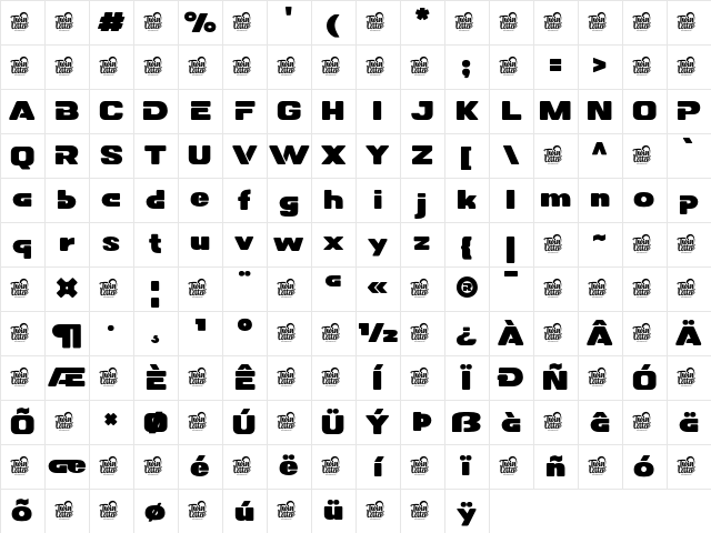 DOVENS Black Regular Character Map DOVENS Black Regular Character Map