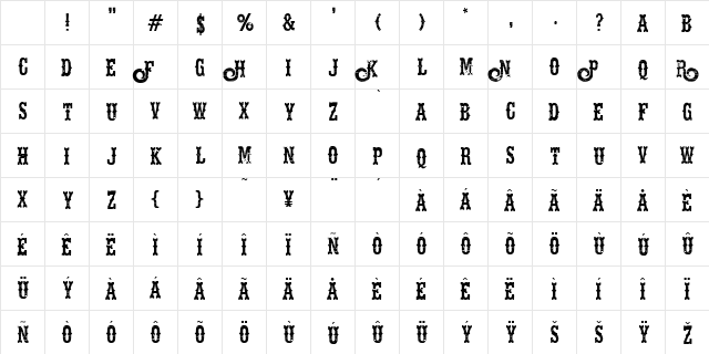 Hells Rider Decay Regular Character Map Hells Rider Decay Regular Character Map