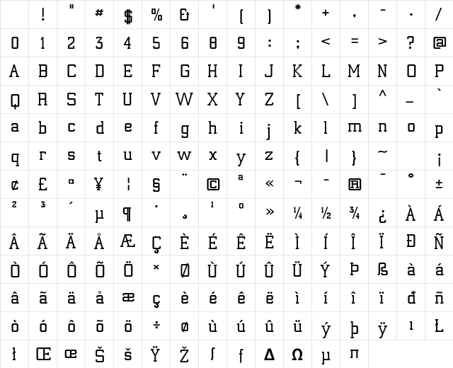 Electrum ADF Exp Lt Bold Character Map Electrum ADF Exp Lt Bold Character Map