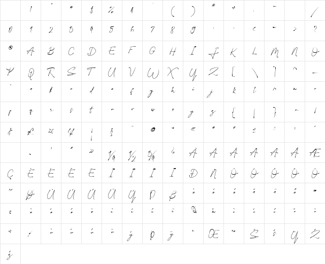 Javiersa Regular Character Map