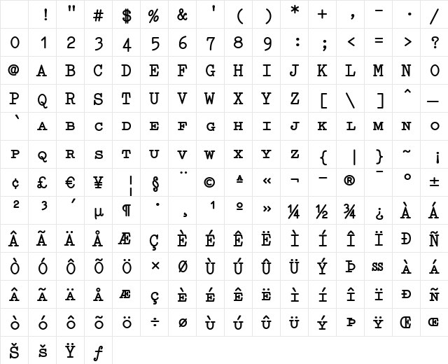 Elementa SC Bold Character Map Elementa SC Bold Character Map