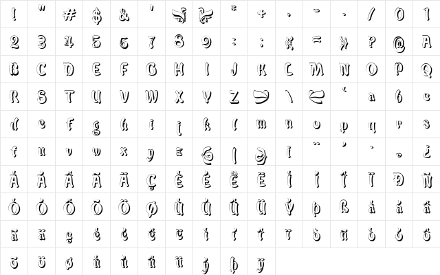Babalu Shade Regular Character Map