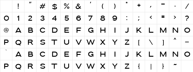 Downey DEMO Regular Character Map Downey DEMO Regular Character Map