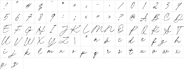 Claire Palmer Demo Script Regular Character Map