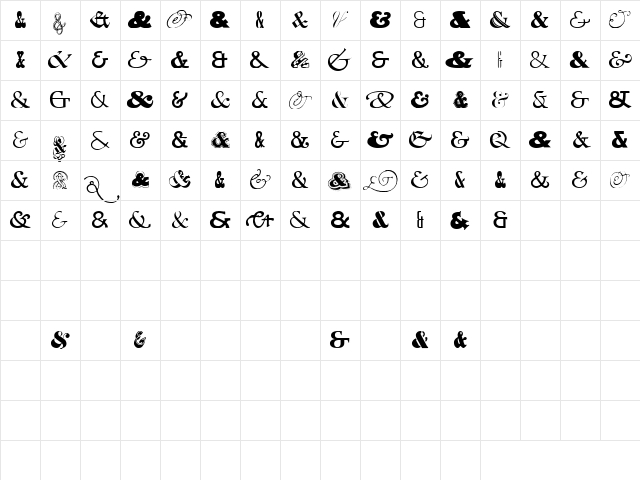 Ampersands One Regular Character Map