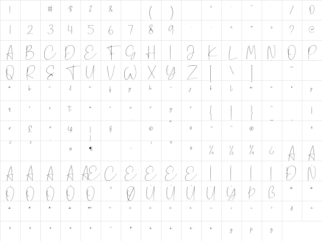 Canasita Regular Character Map