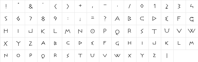 Olympus Regular Character Map