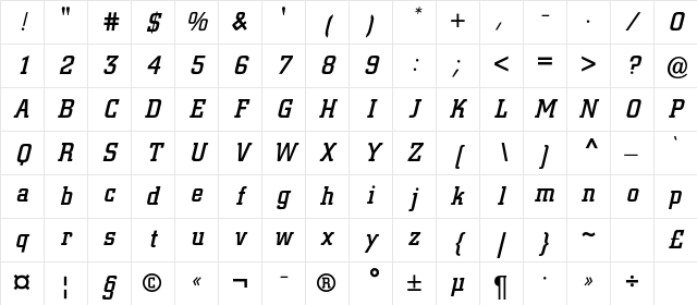 ColiseumC Bold Italic Character Map