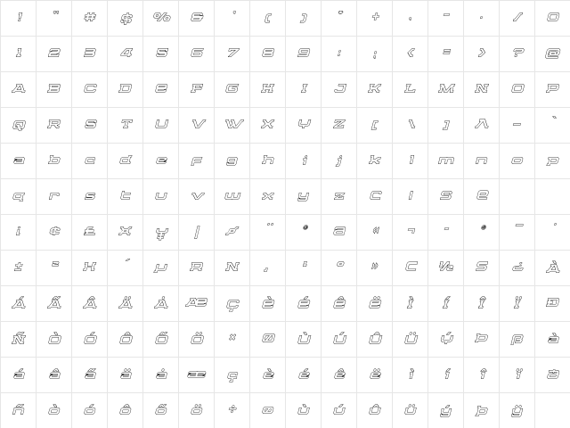 Cydonia Century Outline Italic Outline Italic Character Map Cydonia Century Outline Italic Outline Italic Character Map