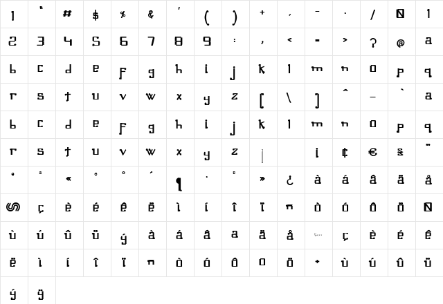 Omellons Bold Character Map