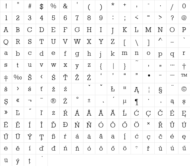 RoctuTEELig Regular Character Map RoctuTEELig Regular Character Map