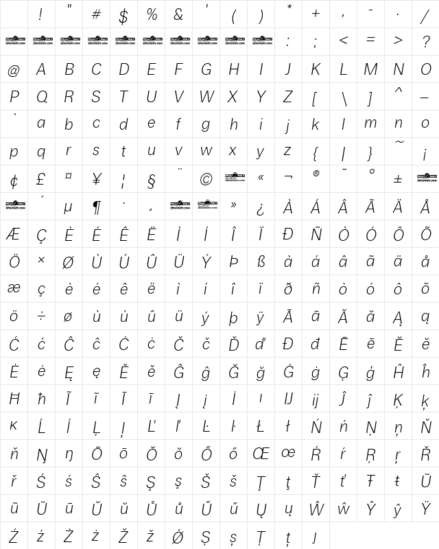 Boring Sans A Trial Light Italic Character Map Boring Sans A Trial Light Italic Character Map