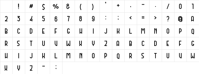 DOMCO 01 Regular Character Map DOMCO 01 Regular Character Map